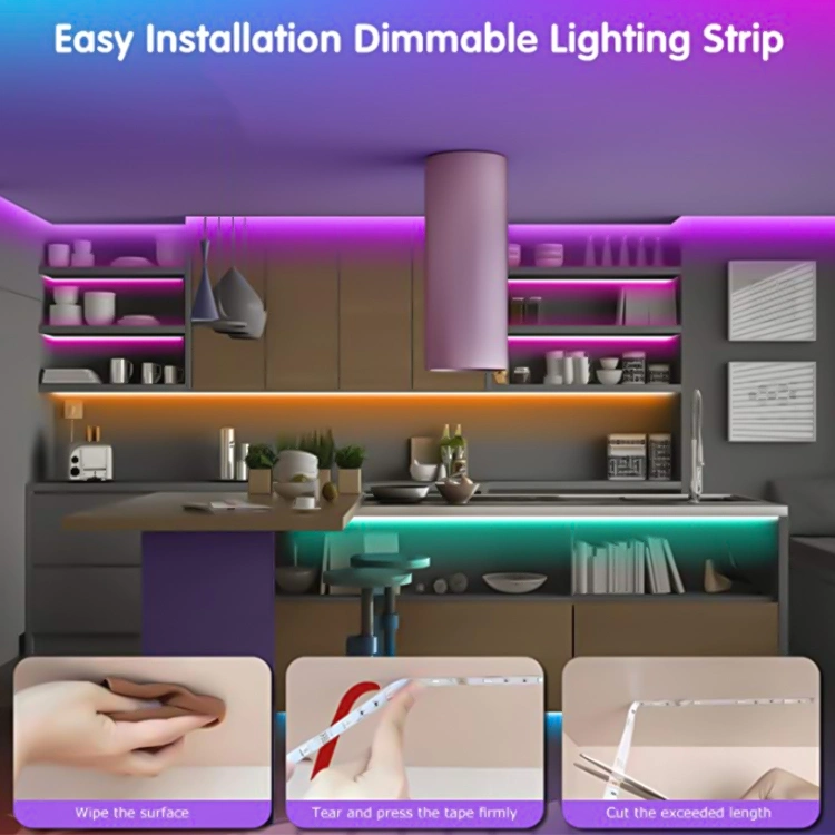 APP Control Neon Strip Light RGB Cor mudar Smart WiFi Luzes LED Strip com controlo remoto para iluminação doméstica