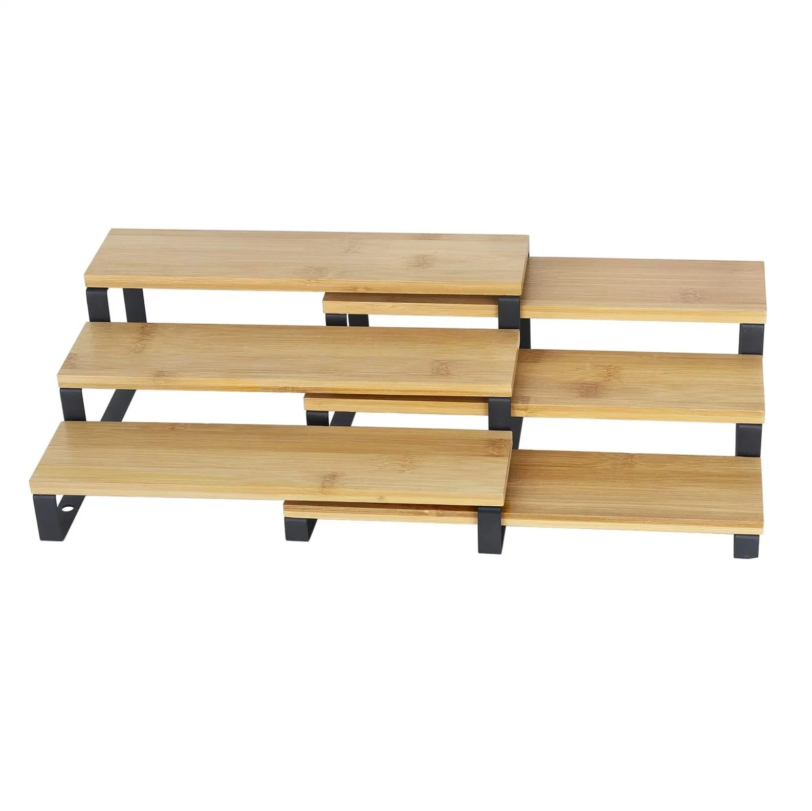 Schrank Countertop Organizer 3 Tier Bamboo Expandable Schritt Display Shelf Gewürzregal