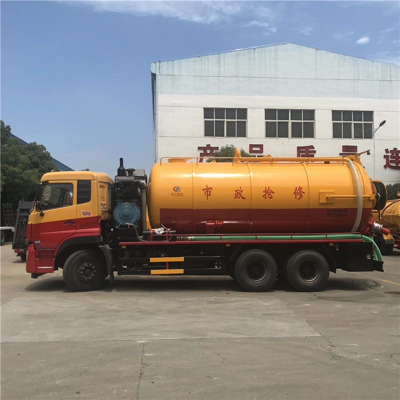 Dongfeng 6X4 16000 litros de agua limpia de alta presión de aspiración vacío de lodos de aguas residuales fecales de limpieza de cisterna camión tanque