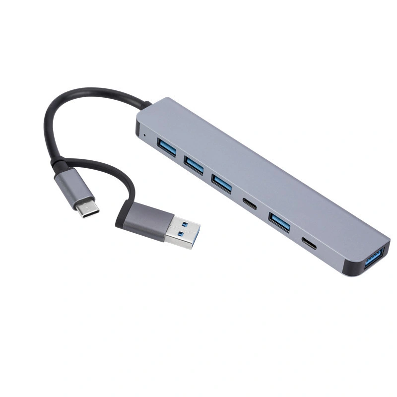 3 en 1 expansión Dock 3,0 RJ45*USB 7 SD TF Hub tipo C de tarjeta