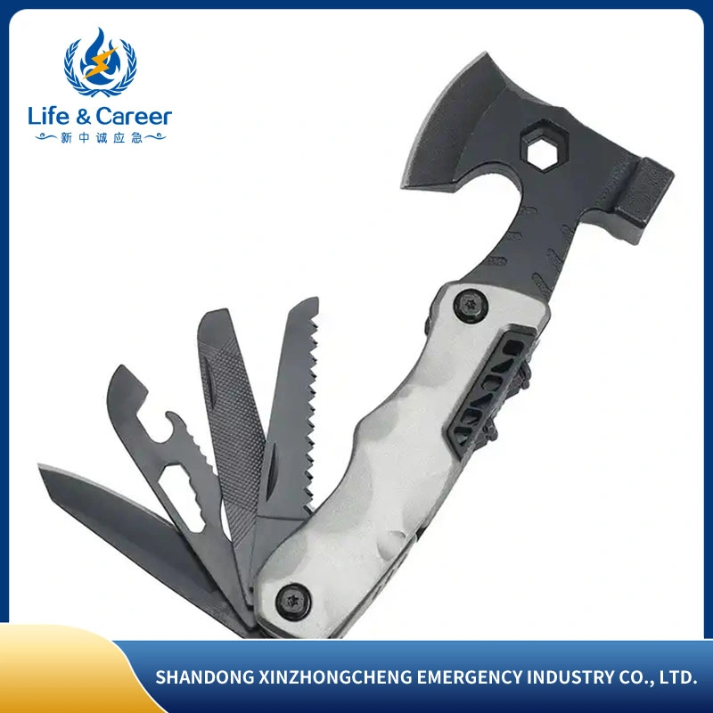 Stainless Steel Multifunction Hammer Knife Axe Pliers Bottle Opener Tool with Wooden Handle