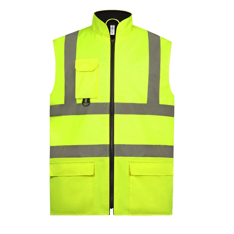 Custom Hi Vis Waterproof Composite Polar Fleece Men Vest Multi-Pocket Traffic Reflective Safety Vest