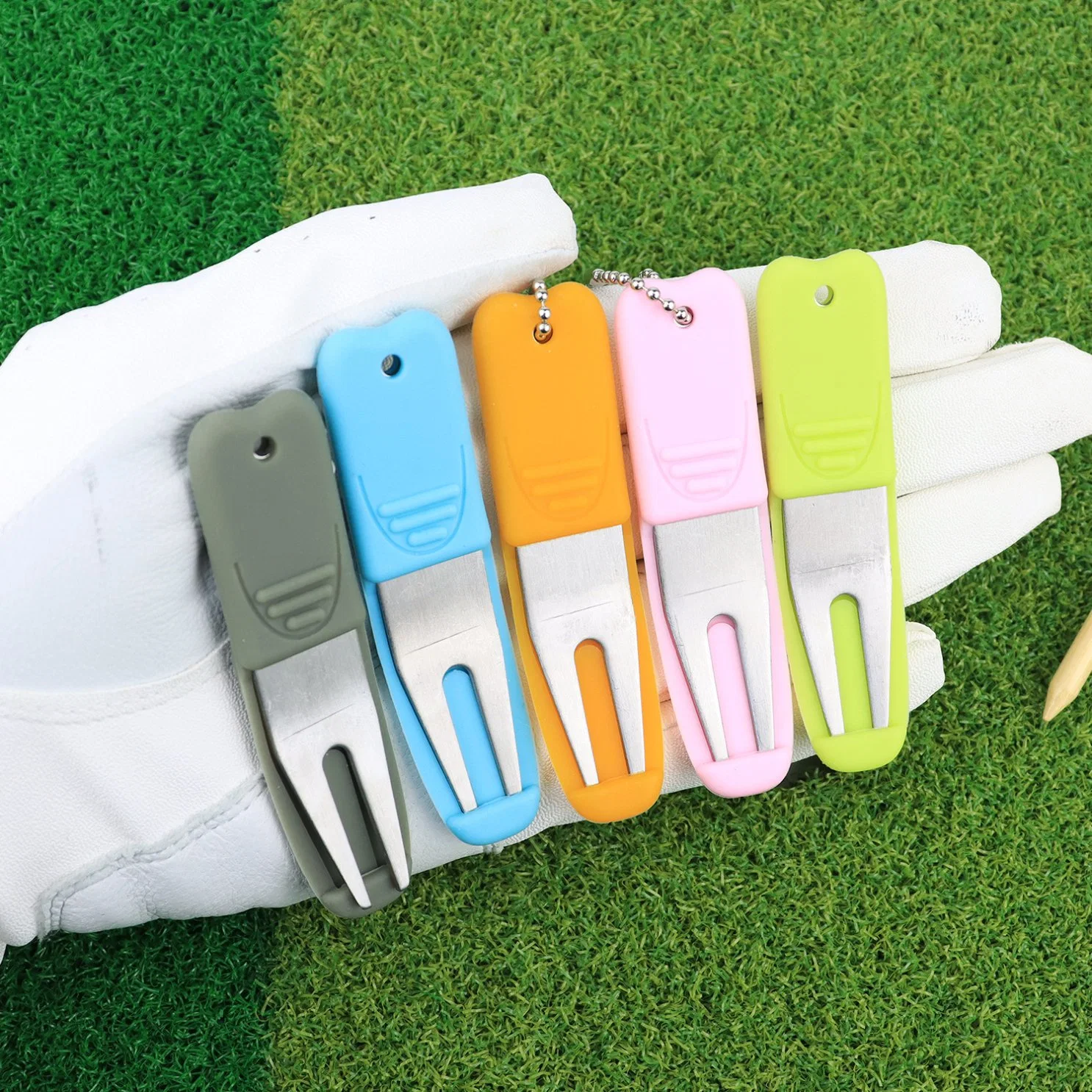 Golf Green Fork Silicone Sleeve Fork Mini Outdoor Sports Accessories Supplies