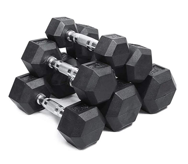 Wholesale/Supplier Power Training Hex Dumbbell Weight Lifting Rubber Coated Power Training Sport Lifting Gym Equipment Fitness Dumbbell