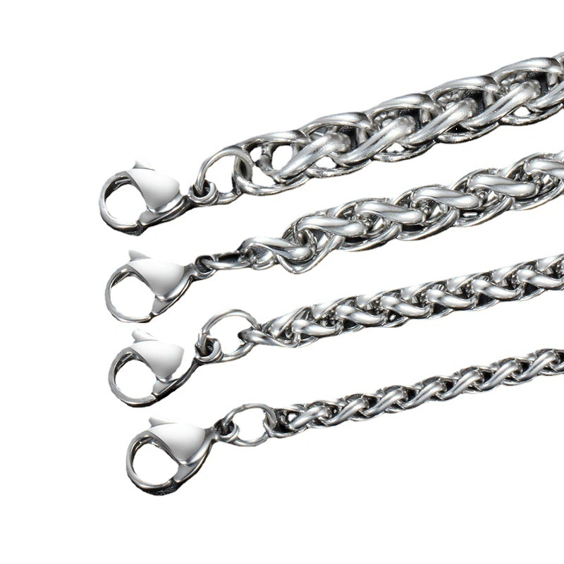 4mm Keel Chain Titanium Steel Necklace Cigarette Pole Chain Stainless Steel Chain Clavicle Chain Male and Female Jewelry Manufacturer Supply