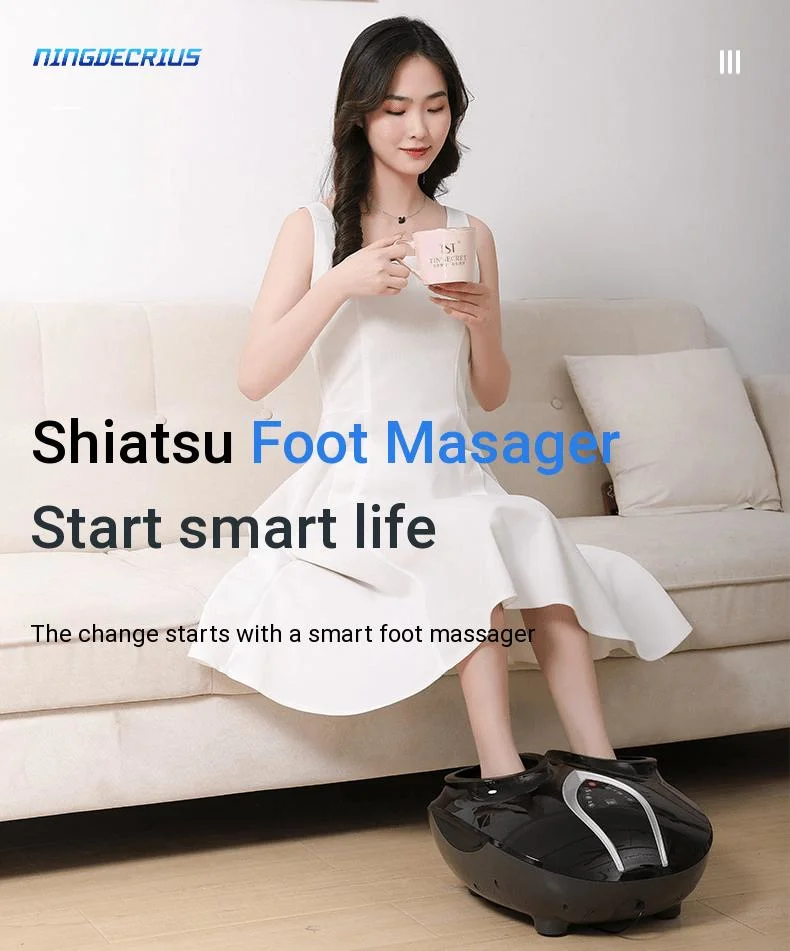 Ningdecrius Air Compression Roller Foot Massager Machine Vibrating Deep Kneading Improve Blood Circulation with Heat Shiatsu Electric Foot Massager