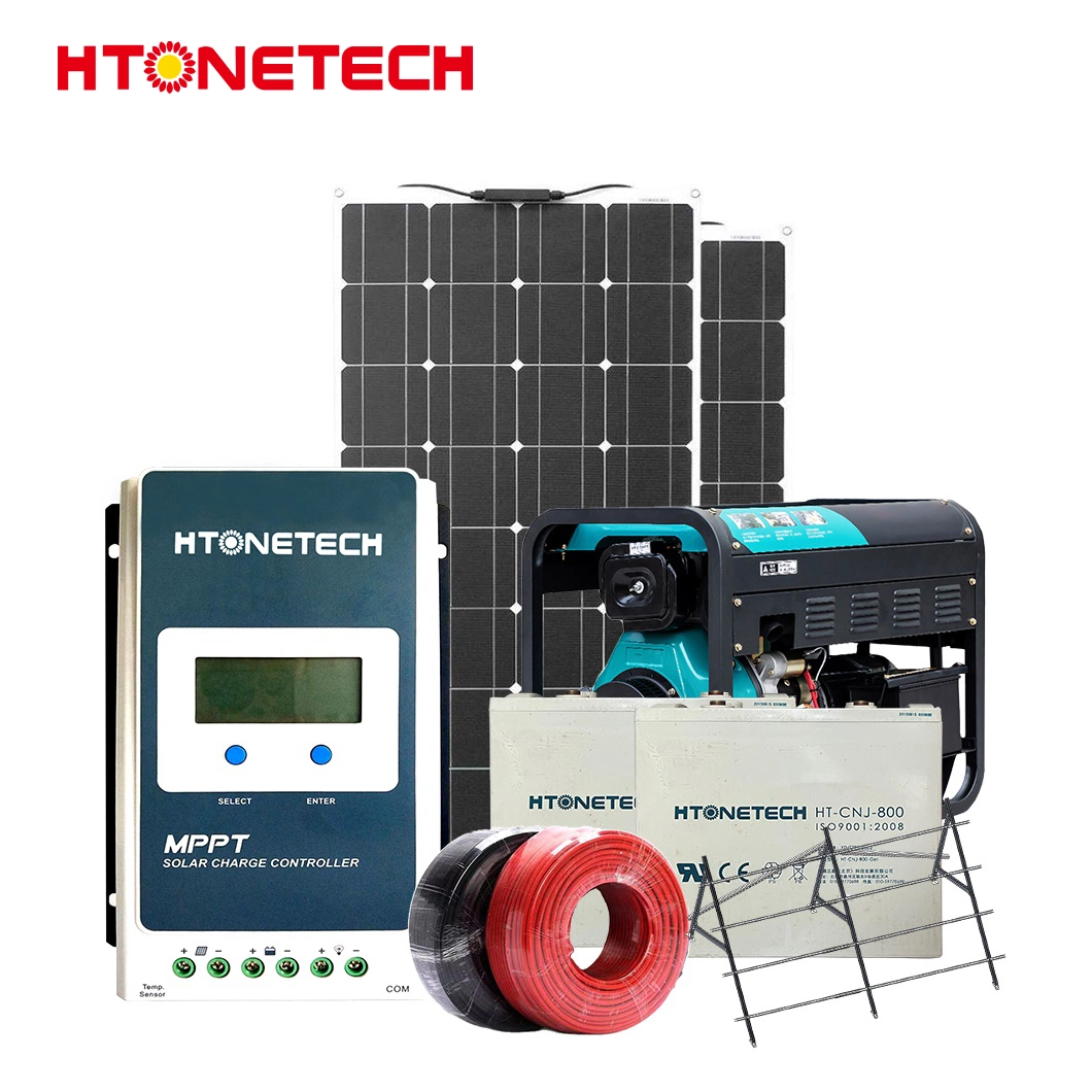 Htonetech Home off Grid Solar Panel System Wholesale/Supplierrs China 5kwh 10kwh 42kwh Solar Panels Monocrystal 25kw Diesel Generator Solar Hybrid 10 Kw System