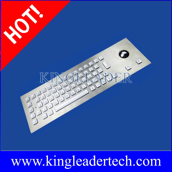 LED Backlight Panel Mount Rugged Metal Keyboard with Optical Trackball