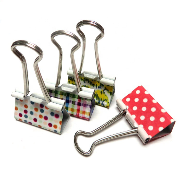 Assorted Colors Binder Metal Clips with 1-C Logo Printing for Office and Promotions Use