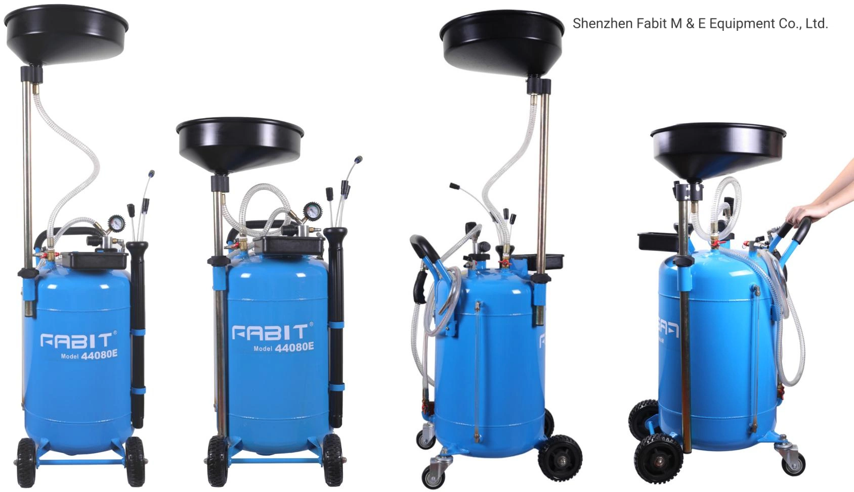 Fabit Waste Oil Drain Capacity Tank Air Operate Drainer Portable Wheel Hose 18 Gallon