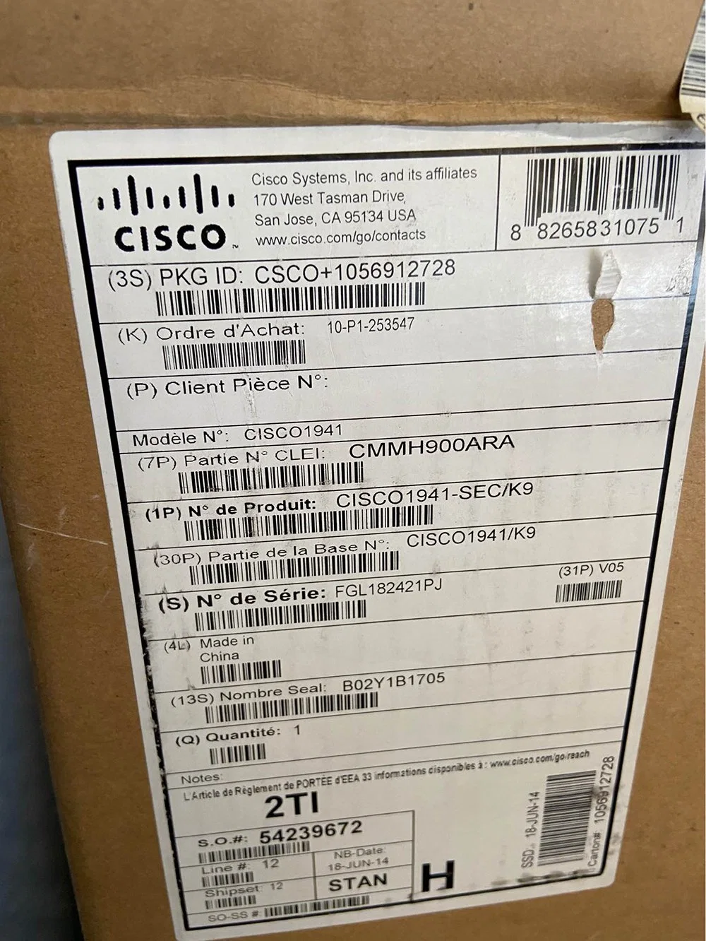 Cisco 2901/K9 Cisco 2901 W/2 GE, 4 EHWIC, 2 DSP, CF de 256 Mo, 512 Mo de DRAM, commutateur Ethernet de routeur de base IP