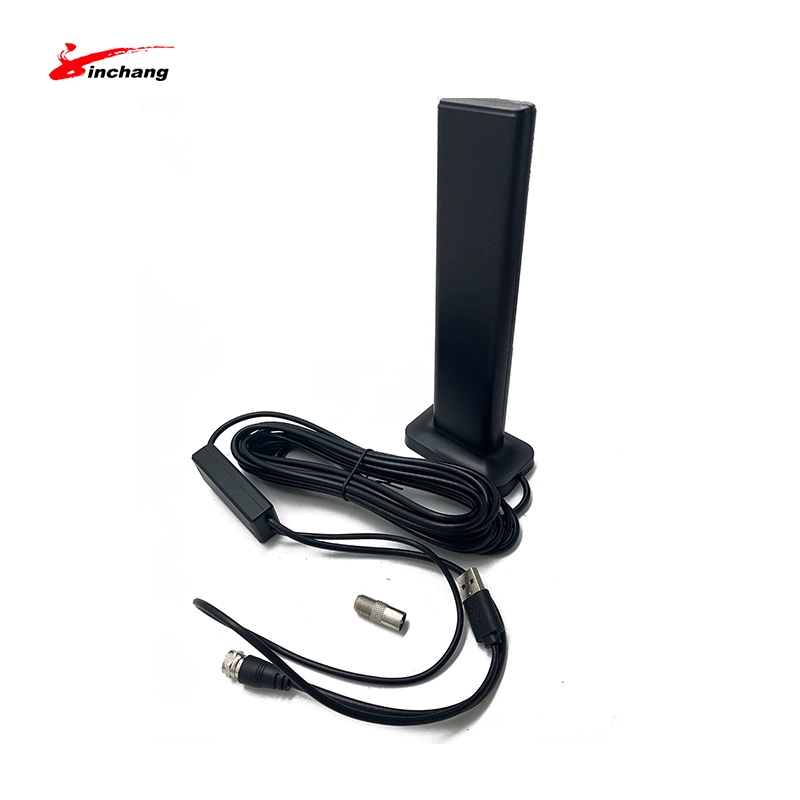 Activo Dtmb caliente HDTV DVB-T HD 25dBi Antena de TV en interiores con amplificador USB