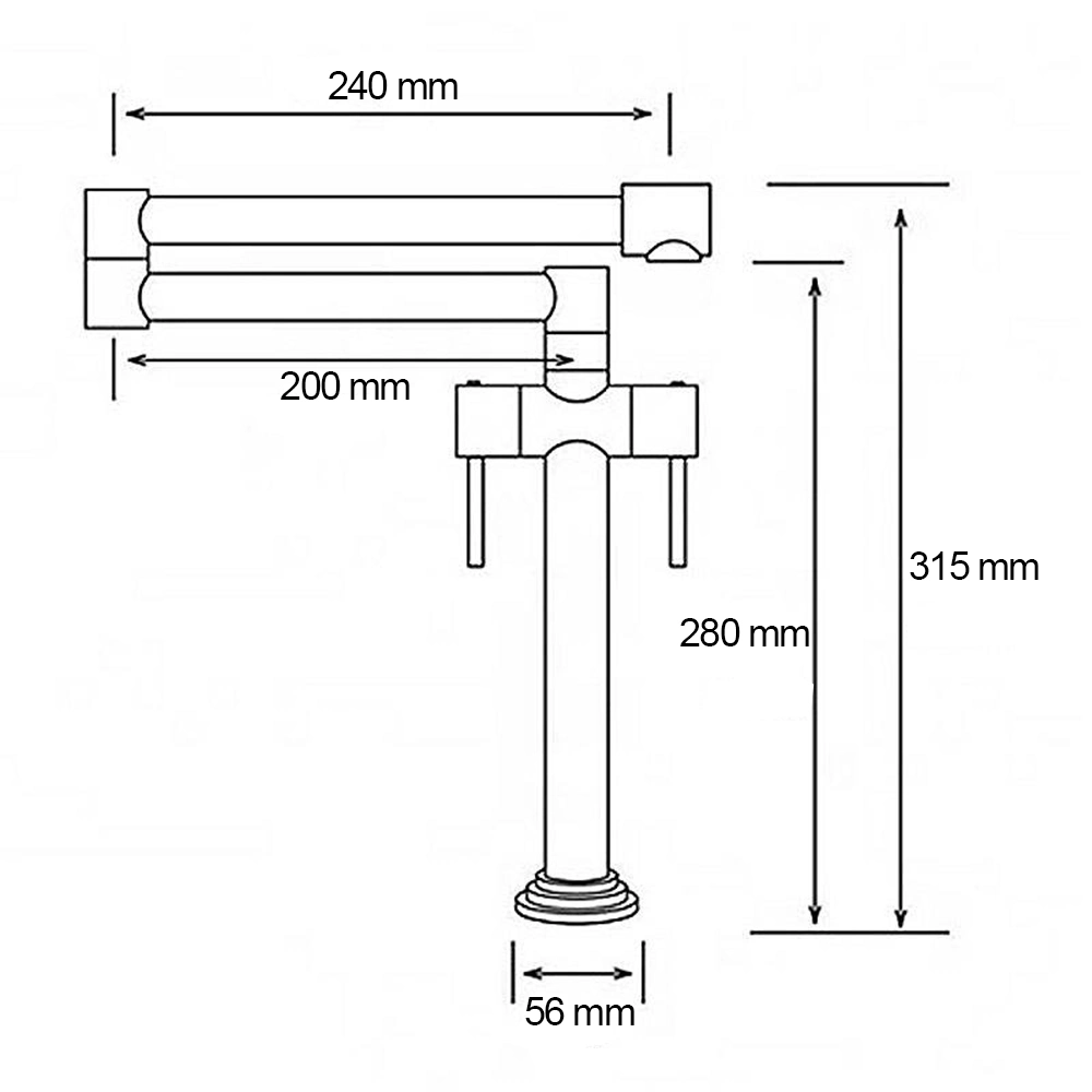 Double Lever Handle with Dual Joint Swing Arm Sink Faucet Titanium Gold Kitchen Pot Filler Faucet