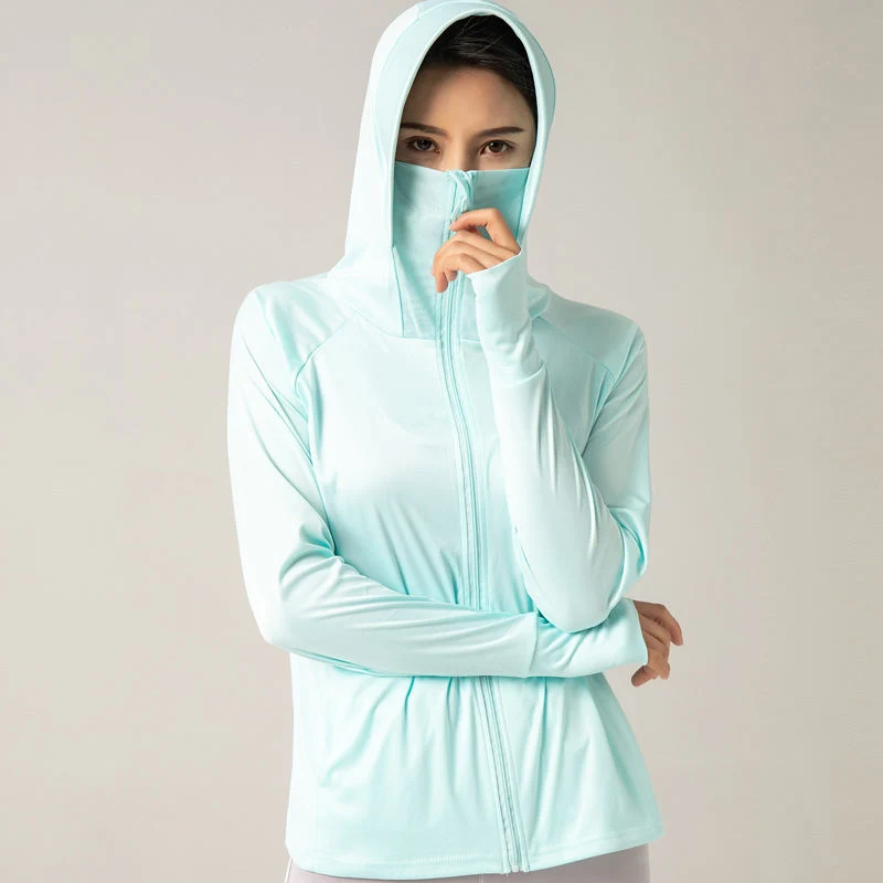 High quality/High cost performance  Zip up Gym Wear Breathable UV Sun Protection Hoodie Women Sun-Protective Clothing