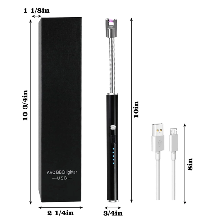 Amazon Hot Sell Wholesale/Supplier USB Rechargeable BBQ Arc Lighter Candle Electric Lighter with LED Battery Indicator