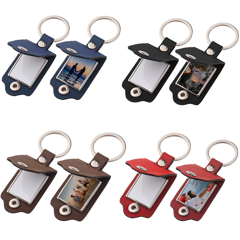 Wholesale Laser Engraved PU Sublimation Heart Keychain Blank Custom Logo Printing Sublimation Leather Keychains