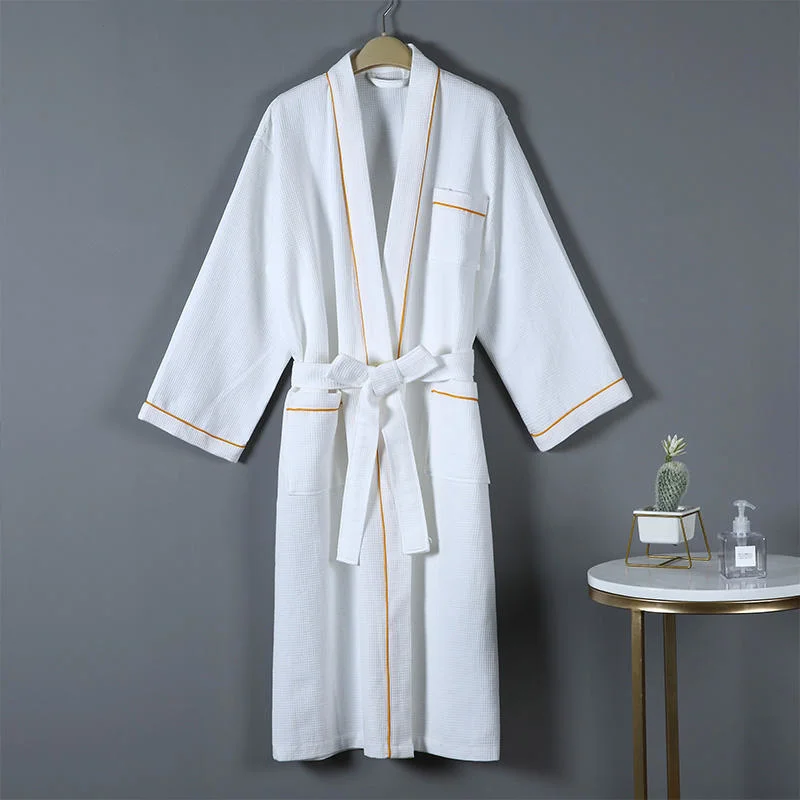 Factory Customized Waffle SPA Bathrobe Hotel Bath Gown Bathing Dress for Men and Women