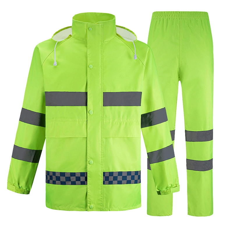 Wholesale/Supplier Custom Logo Design Cycling Thickened Split Raincoat Outdoor Sanitation Work Suit Reflective Safety Clothing