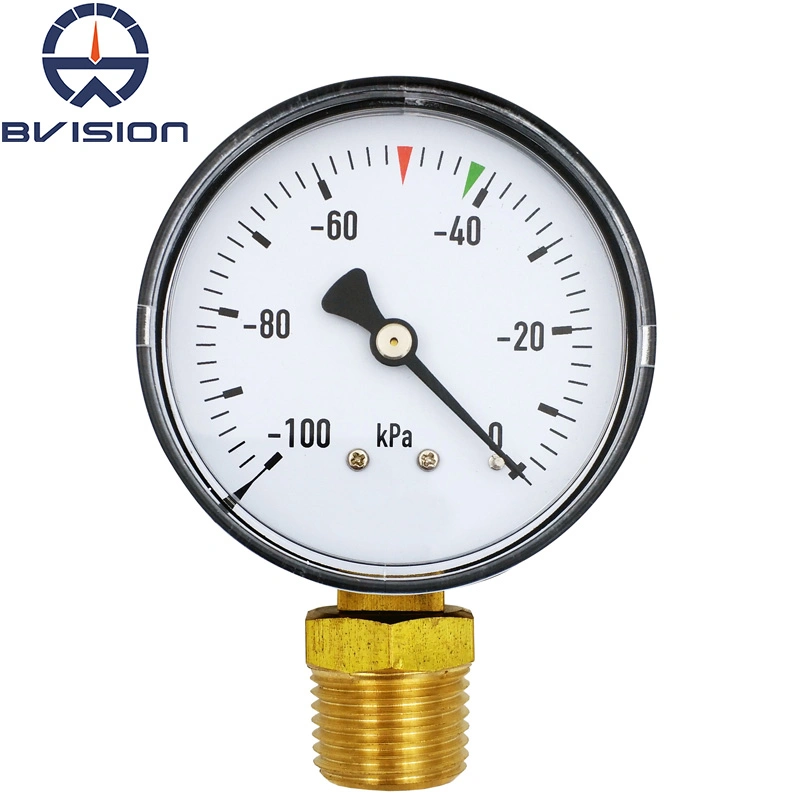 Y60A 2.5" -100kpa Black Plastic Case Vacuum Negative Pressure Gauge with Big Brass Connector