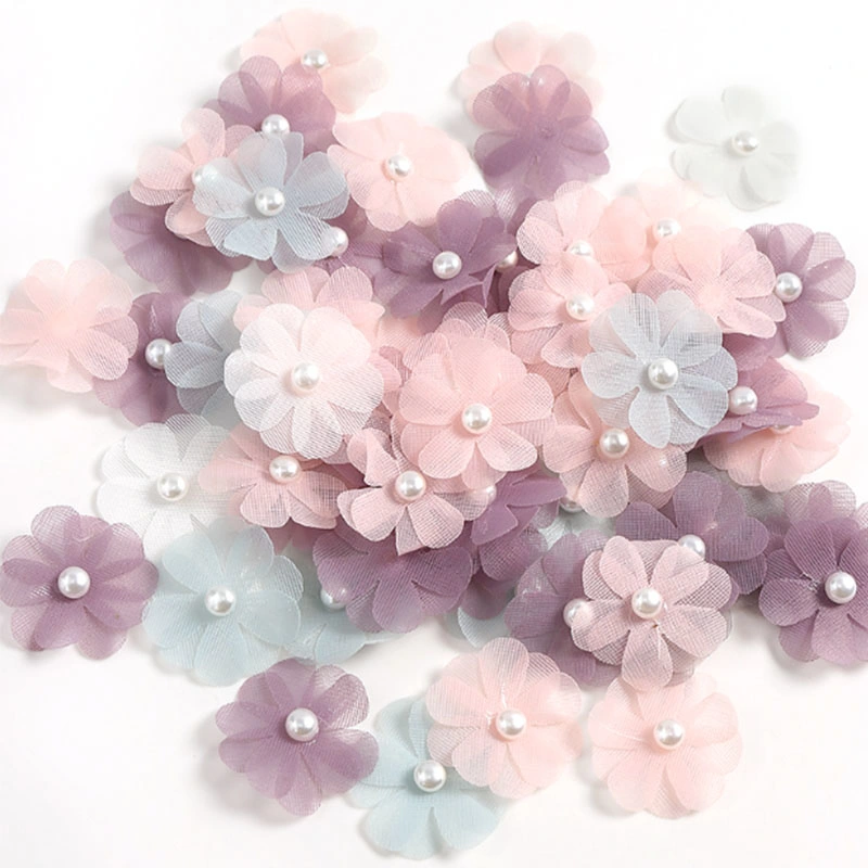 Hot Selling Chiffon Fabric Flower Headwear Hair Shoes Accessories Artificial Decorative Flower