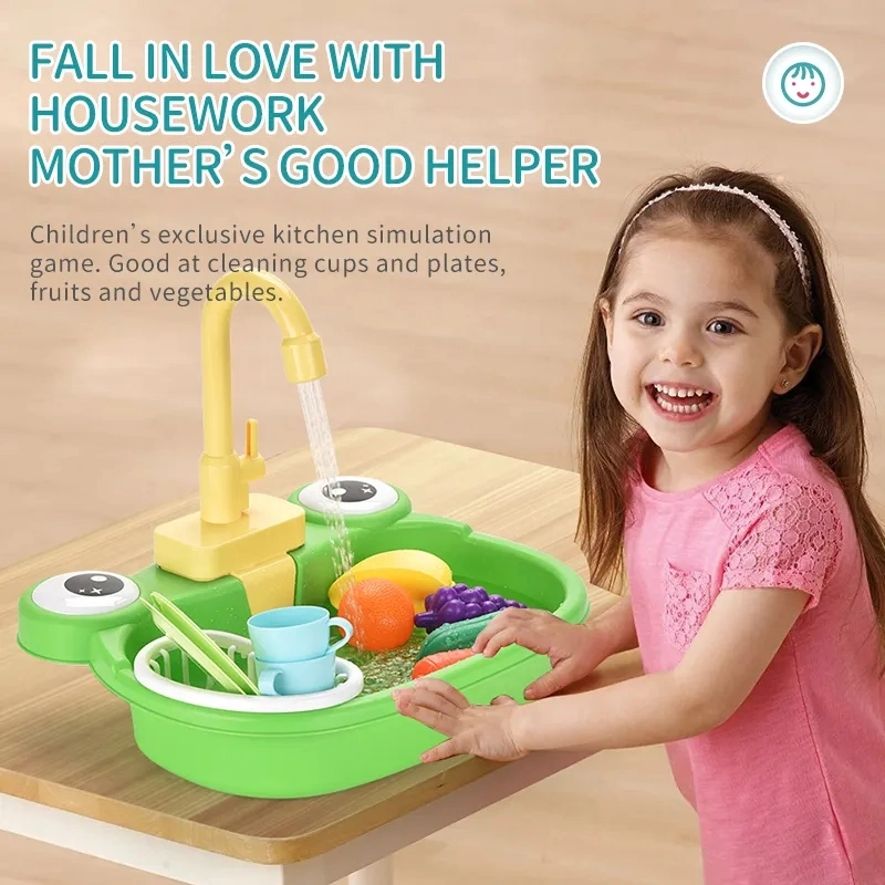 Housework Exercise Orderly Storage Vegetables and Fruits Cute Shape Kitchen Toys Creatively Children Toys Washing Counter Frog Tableware