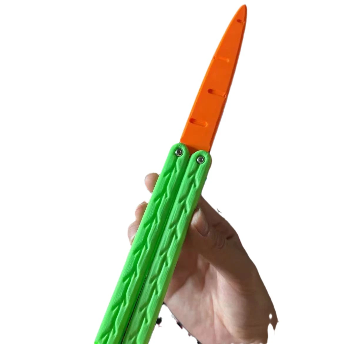 Cute Carrot Design Plastic Toy Butterfly Knife Balisong Trainer