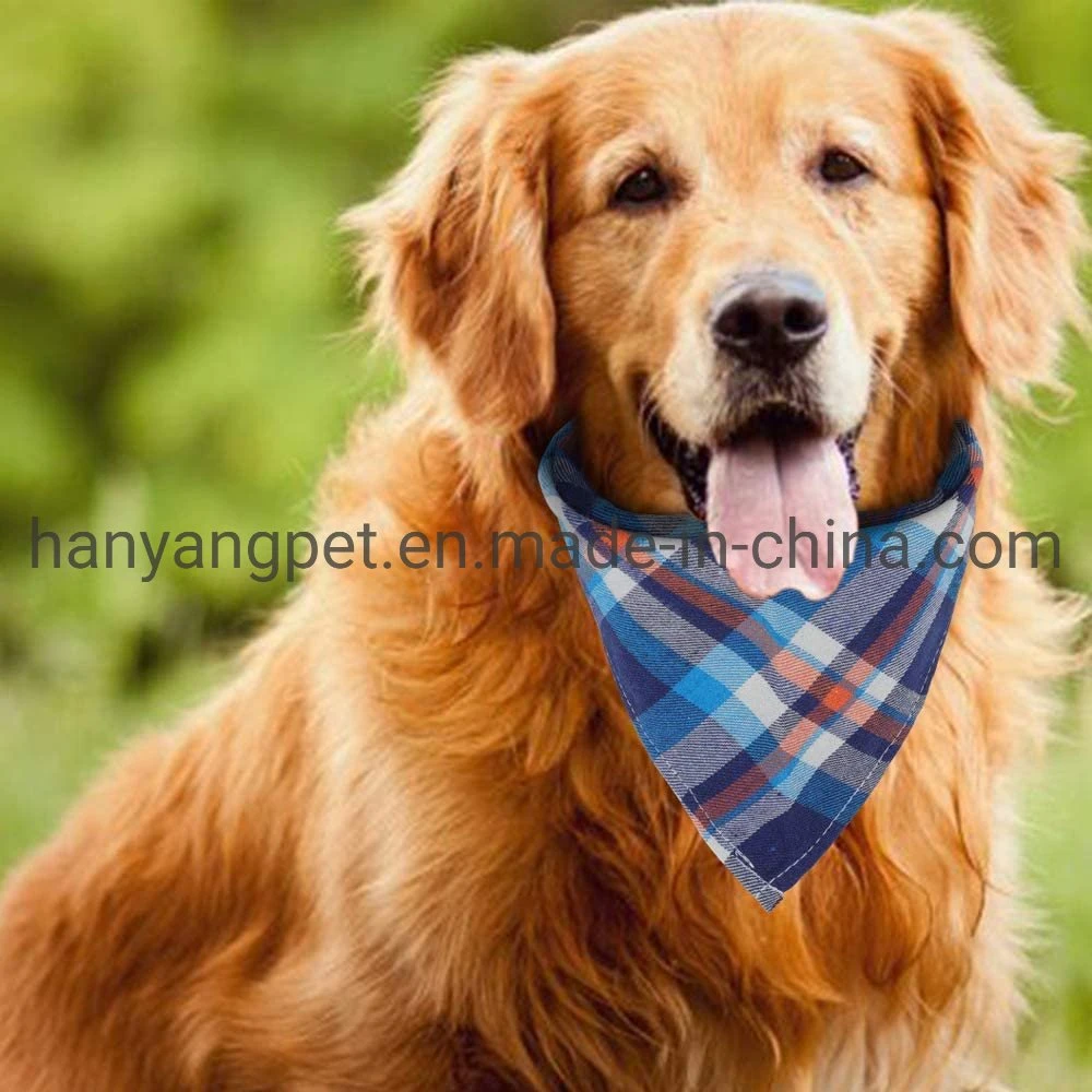 Hanyang Wholesale/Supplier Classic Plaid Dog Bandana Dog Saliva Towel Pet Accessories