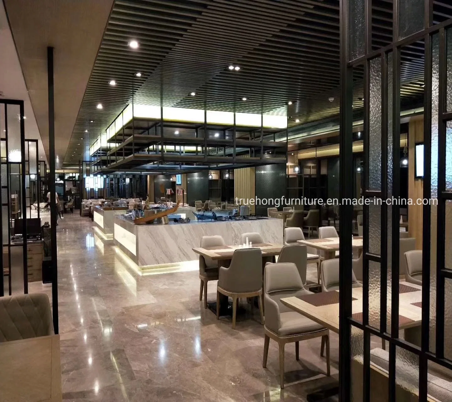 Professional Manufacturing Hotel Project Furniture 5 Star Hotel Restaurant /Lobby Furniture Wood Walnut Dining Furniture Chinese Furniture Factory