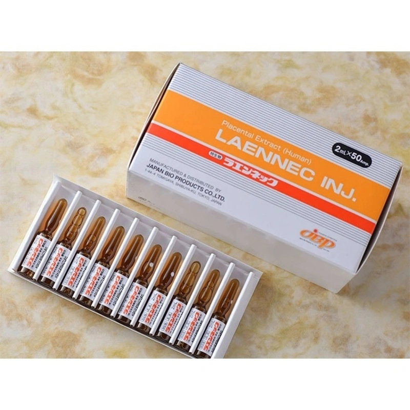 Placenta humana Japonesa Laennec (2ml*50AMPS) Blanqueamiento Anti-Envejecimiento Reparación de la piel Glutatión Inyección