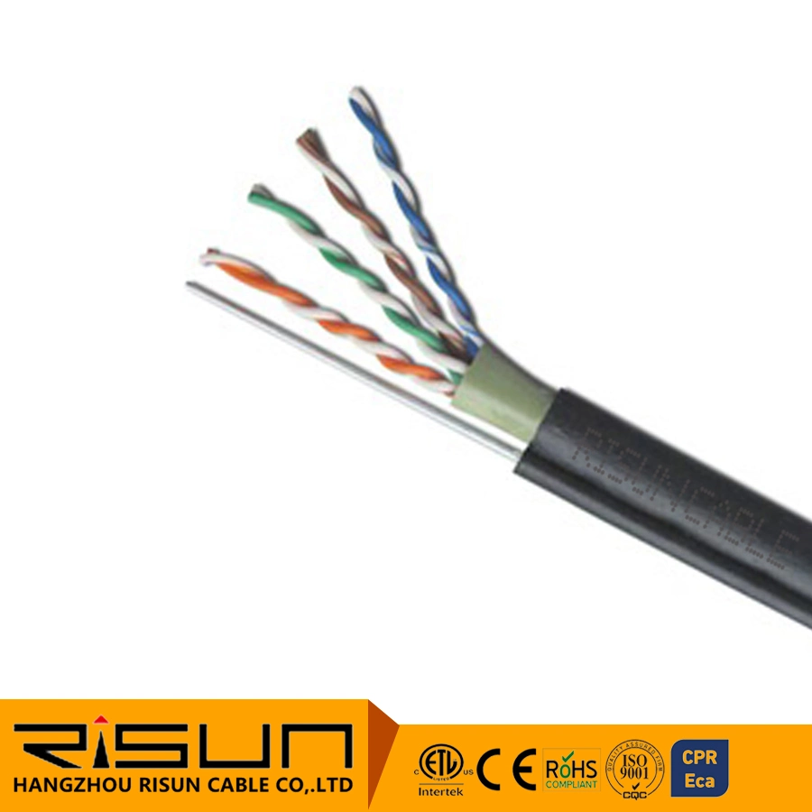 Cat5e 24AWG UTP Solid Double Jacket PVC PE Cable