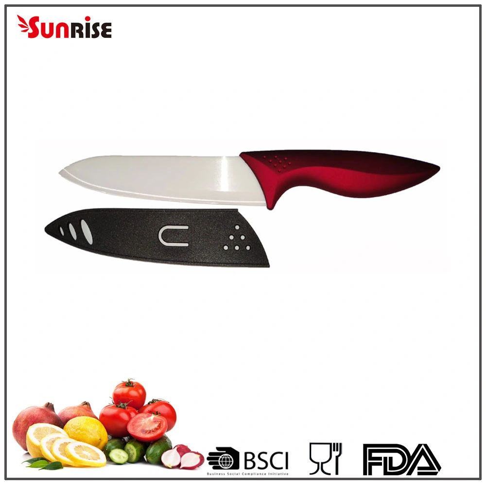 Kitchenware 6 Inch Plastic Handle Ceramic Chef Knife with PP Sheath (KCK135)