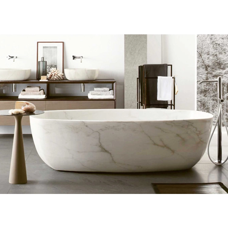 Naturstein Badezimmer Badewanne Custom Wannen Boden Oval Runde Massiv Marmor Badewanne für Erwachsene, begehbarer Marmor