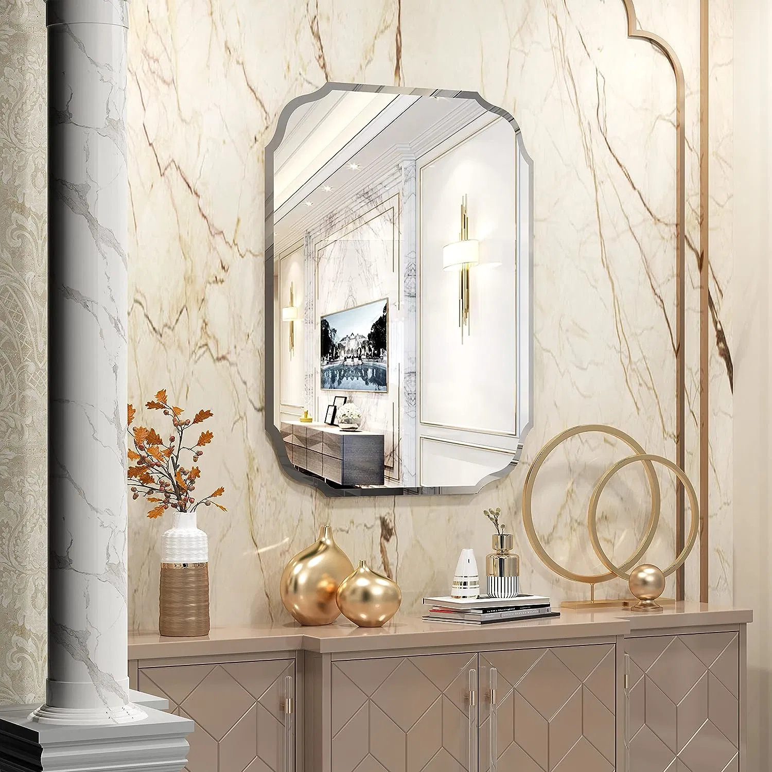 Wholesale/Supplier Beveled Wall Mounted Frameless Decor Mirror From China Leading Supplier for Bedroom Bathroom