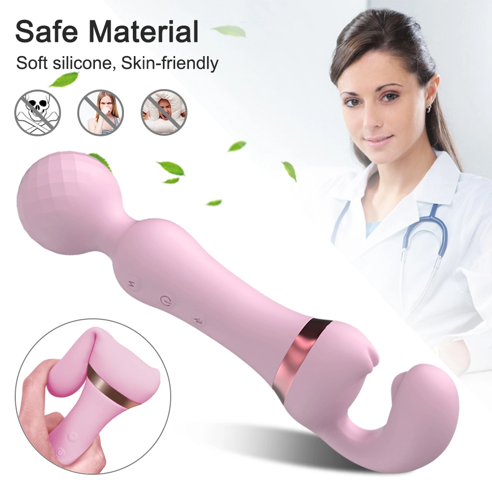 Powerful 2 in 1 AV Vibrator Female Magic Wand Clitoris Stimulator USB Recharge 20 Modes G Spot Sex Toys Dildo for Women