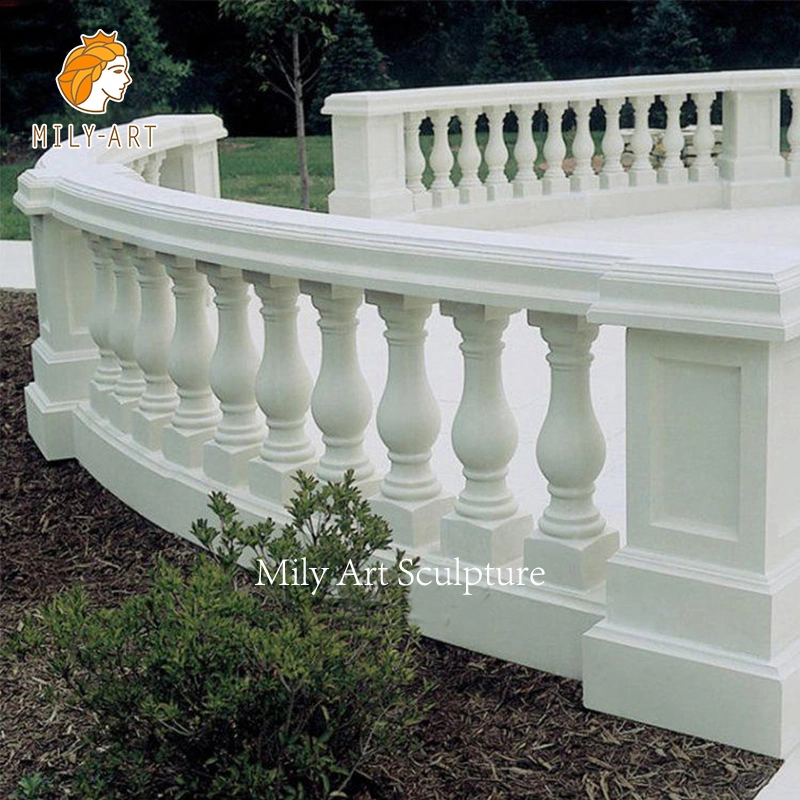 Piscina de escada de pedra esculpida em mármore branco Grade balaustrada