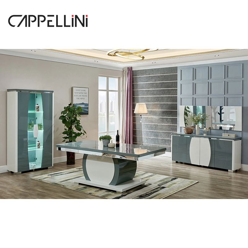 Modern Wooden Buffet Table Cabinet Dining Room Home Furniture Fashion Storage Sideboard Cabinet with Drawer Mirror