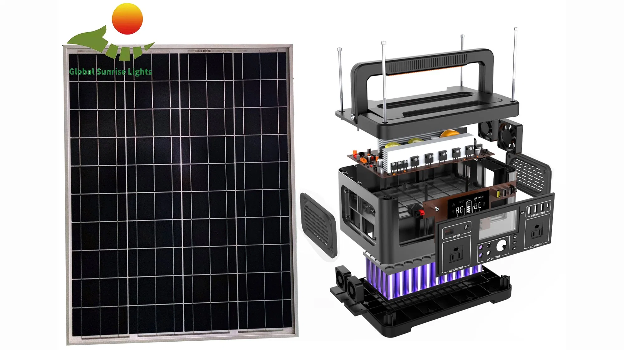 Solar Gadget Solar Kit Portable Power Station 500W LED Bulb Light USB Solar Home Energy Lighting System with Mobile Charger