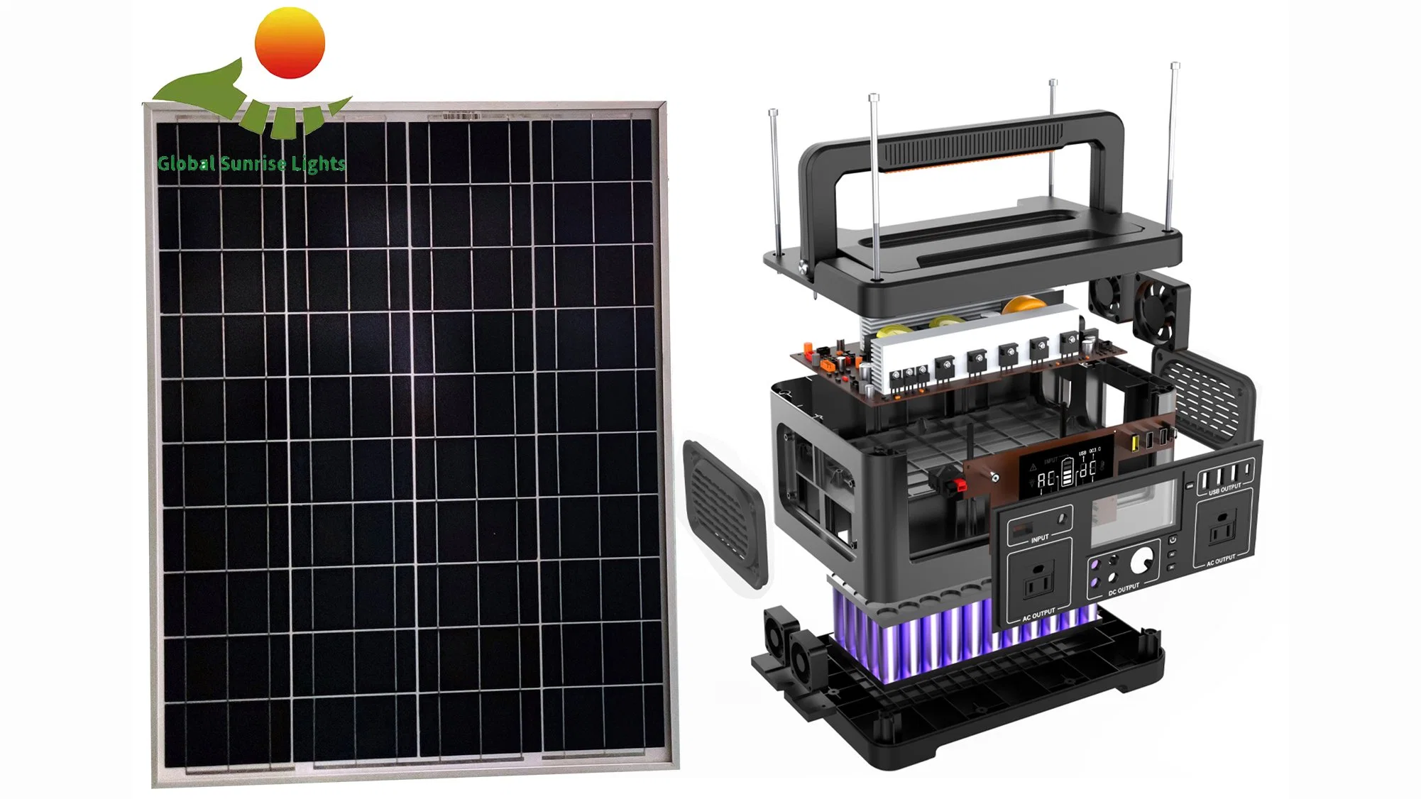 Gadget Solar Kit solar de la estación de energía Portátil 500W Bombilla LED Luz Solar USB Sistema de iluminación de energía doméstica con cargador de móvil