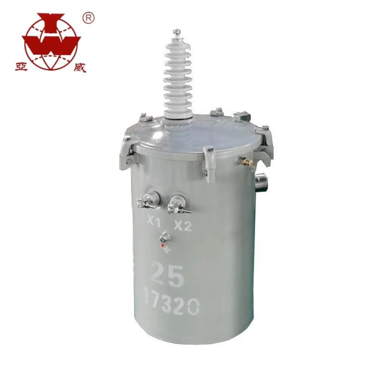 Yawei 100kV 12,47kv/600 فولت مغمور بالزيت، محول أحادي الطور مركب على القطب مع UL