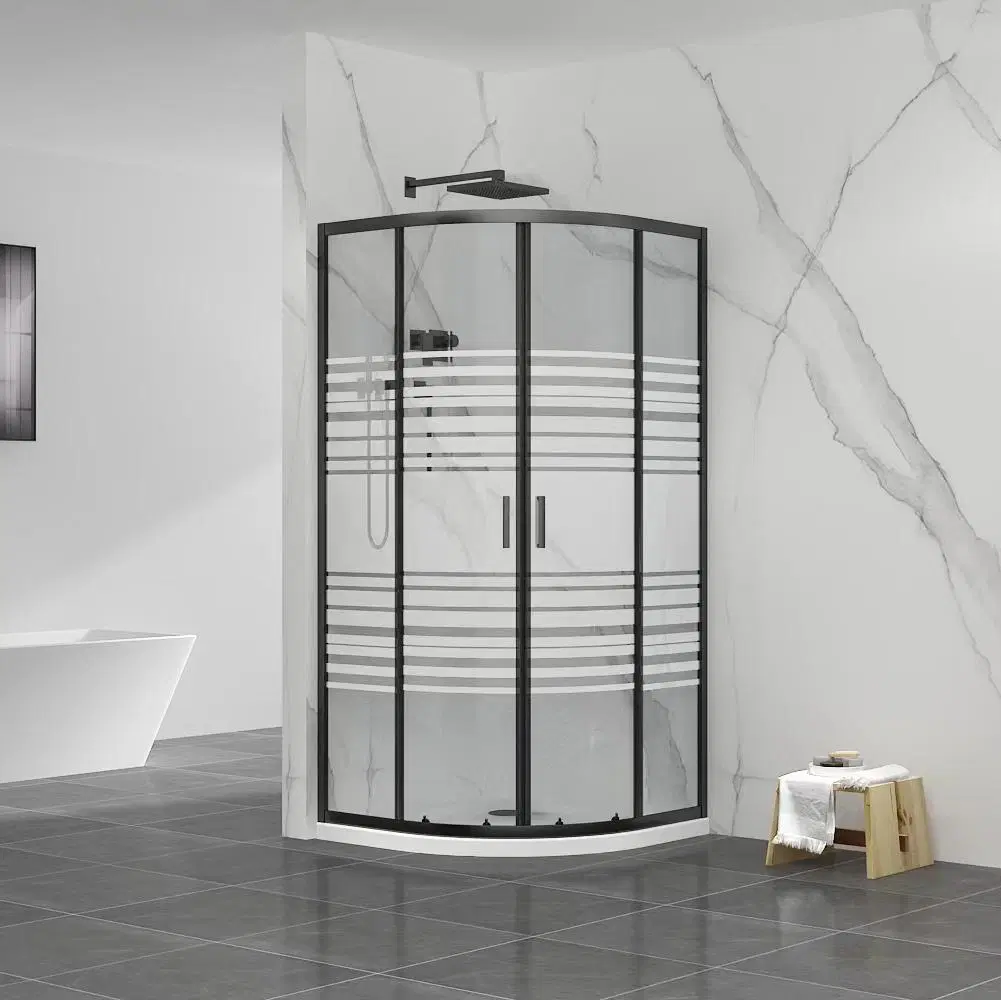 Matt Black Corner Shower Enclosure Round Shower Cabin Sliding Door Shower Room Aluminum Frame Shower Cabin for Wholesale