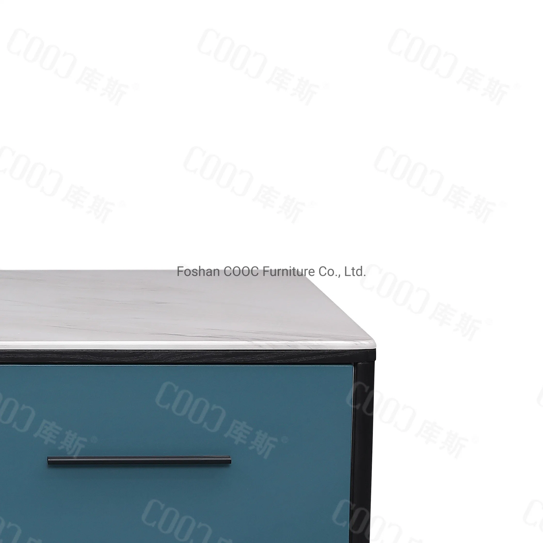 O mobiliário moderno azul e branco estilo contrastante pedra sinterizado tabela final