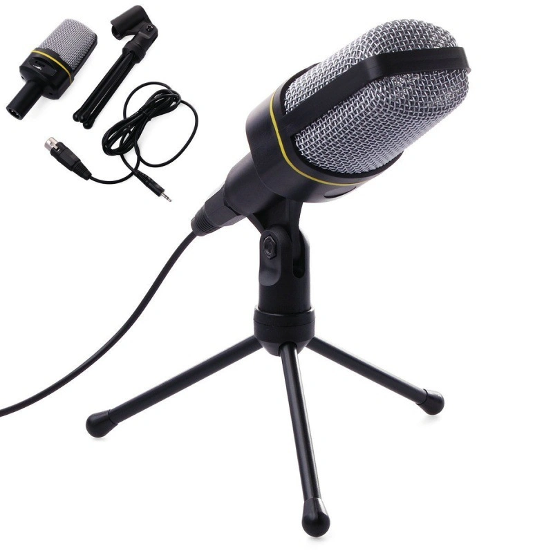 Microphone de bureau avec contrôle du volume pour ordinateur portable enregistrement câble détachable avec prise jack 3,5 mm, omnidirectionnel