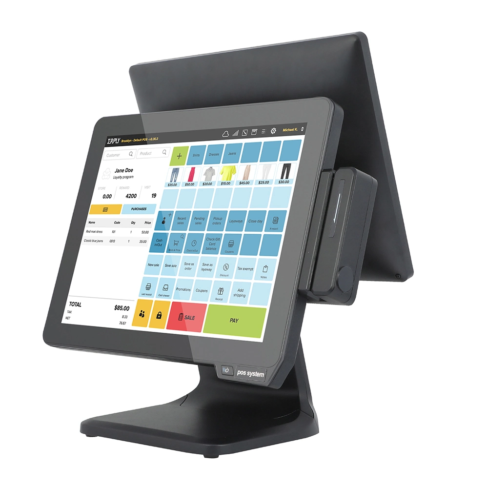 Hot 15inch All-in-One-Gerät Dual-Screen-POS-System Retail POS System Windows POS Terminal Skimmer