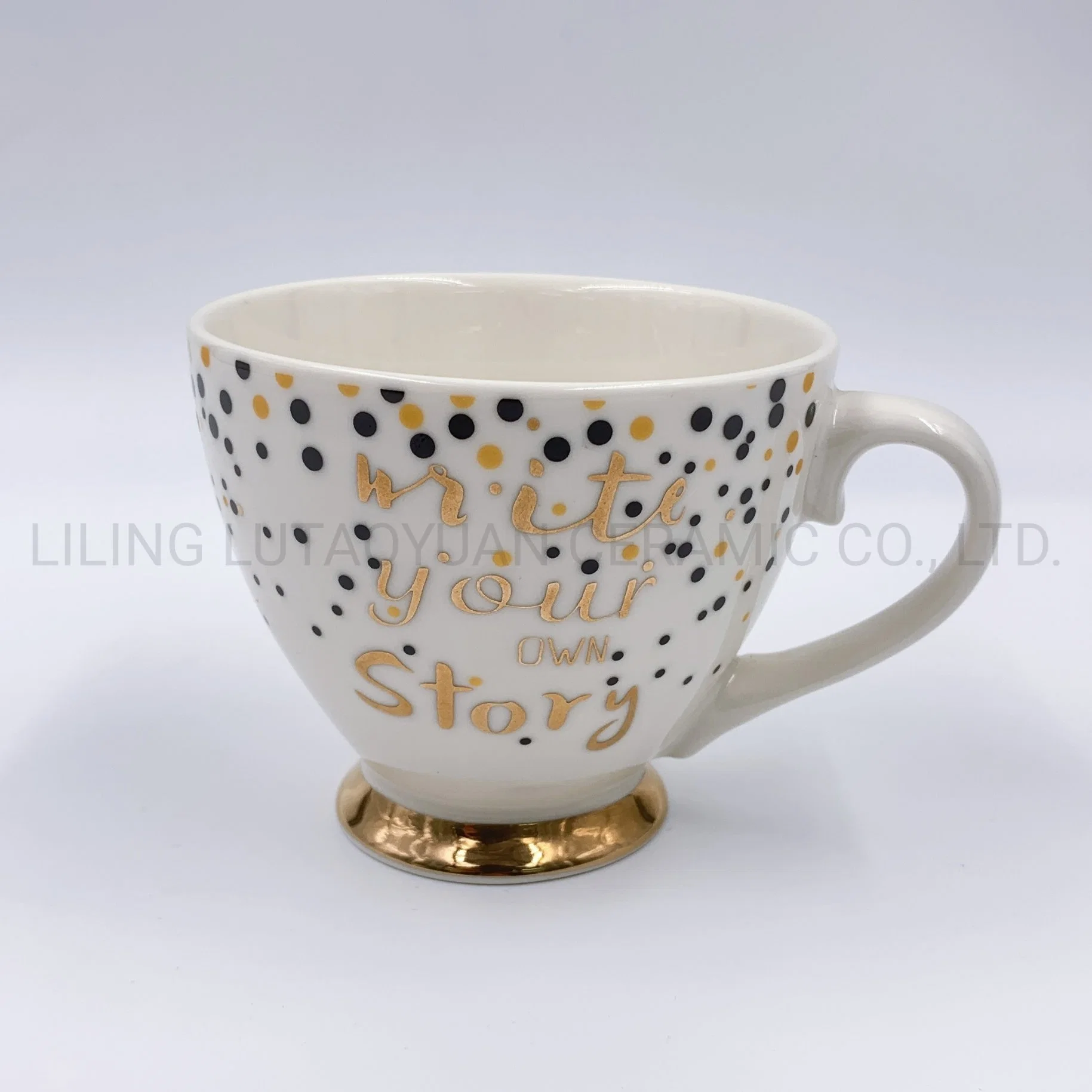 Porcelain Dinnerware Set/China Wholesale/Supplier Gold Words / Green Pattern Tea Set Coffee Mug Kitchen Utensils Decoration with Customized Color Pattern Logo and Design