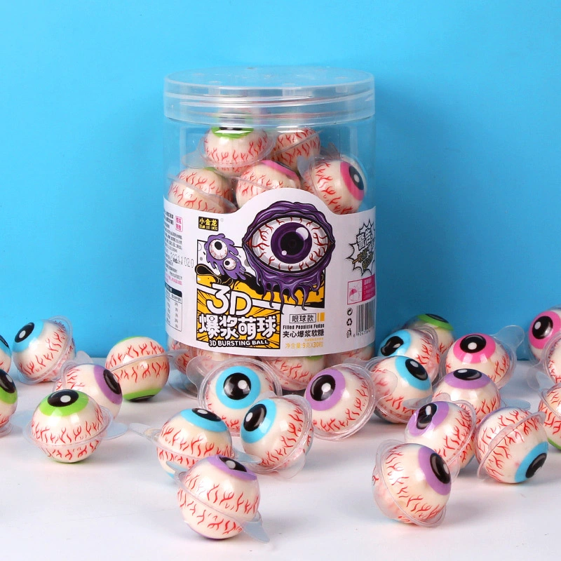 Neue 4D knallige Eyeball Candy Series Erdbeer geformten Fruchtsaft Aroma Sandwich Gummy Candy