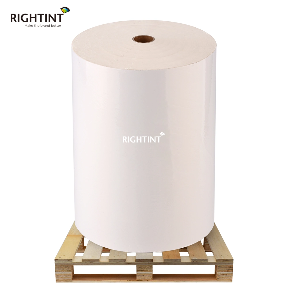 60mic customized Pearl White Vinyl flexo jumbo label film roll Label Printing Roll