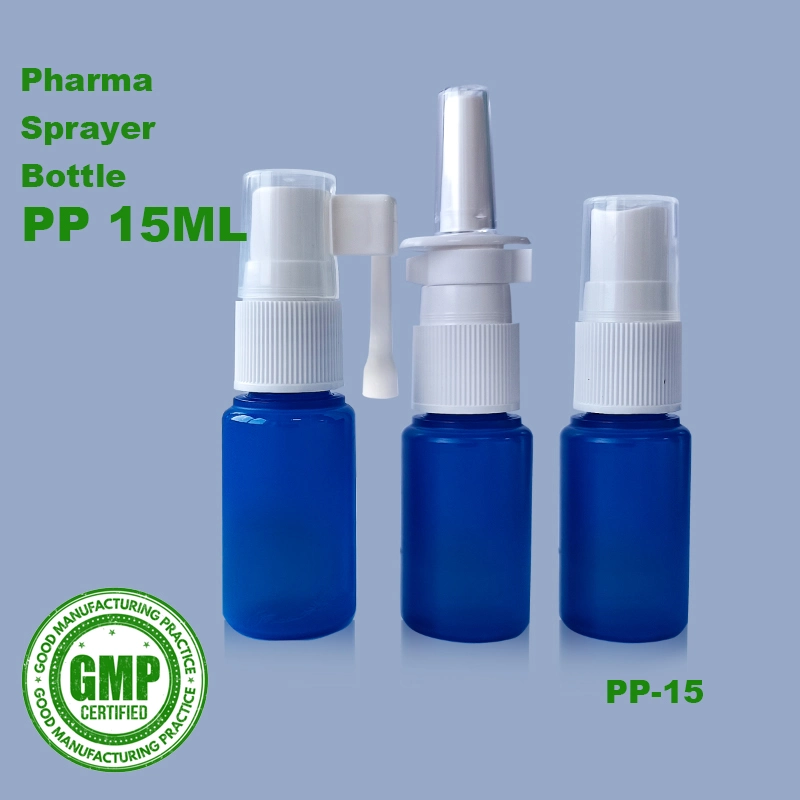 Flacon pulvérisateur pharmaceutique en PP de 15 ml.