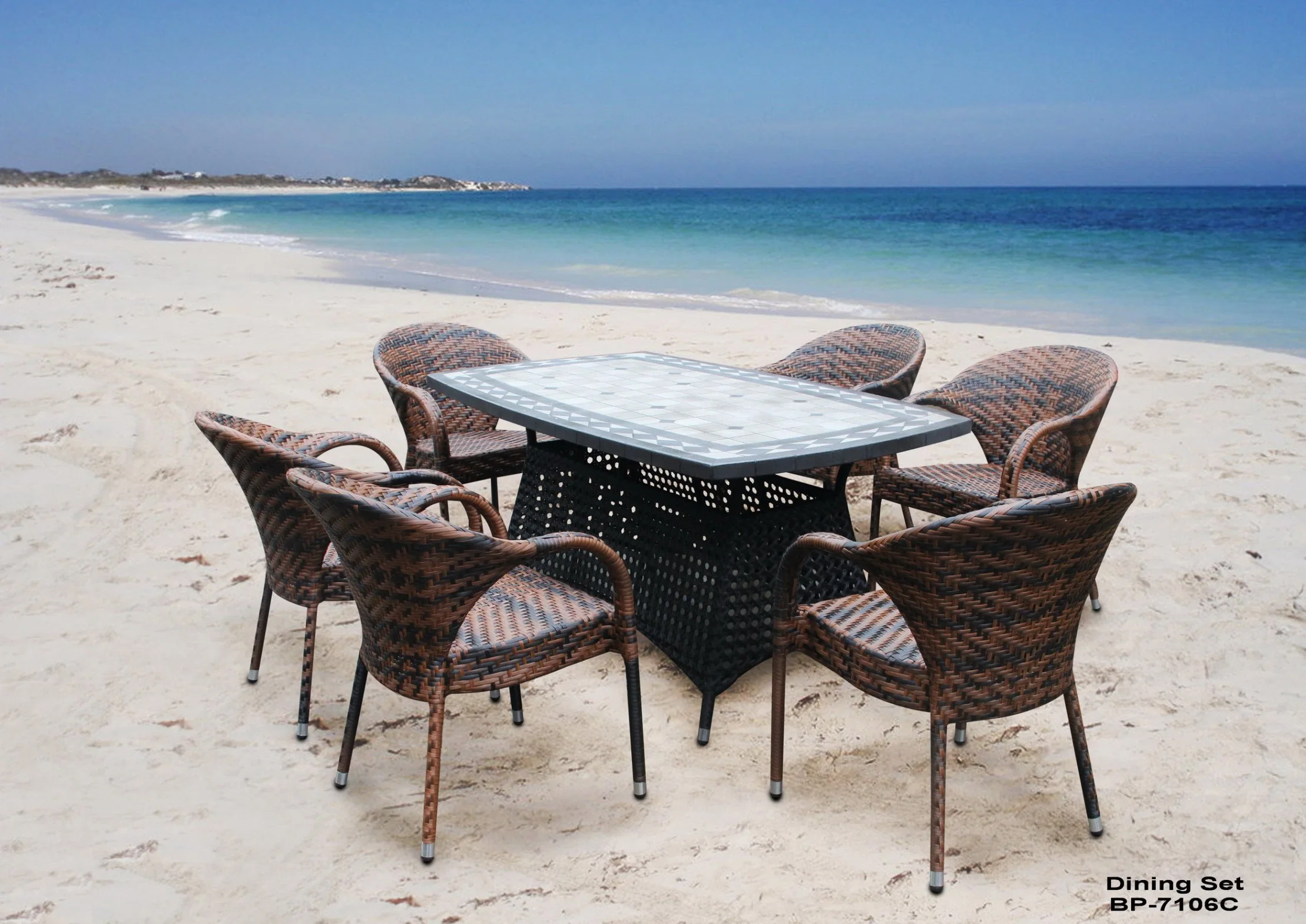 Patio Garden Aluminum PE Rattan Dining Chairs and Table