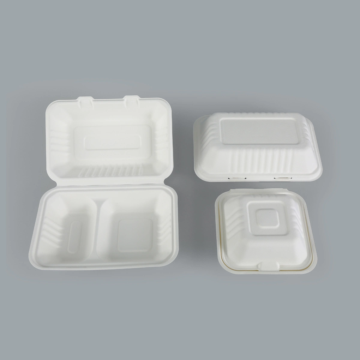 Caja de comida desechable de pulpa de caña de azúcar/caja de hamburguesa (U-108)