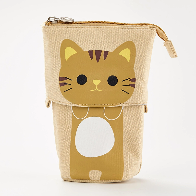 Hot Selling Cute Cat Minimalist Multifunctional Variable Canvas Pencil Case